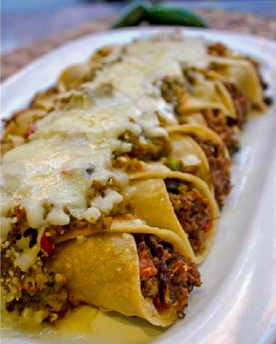 Shredded Beef Southwestern Steak & Green Chili Enchiladas