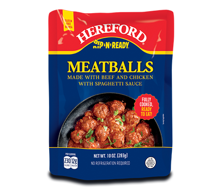 Image for 10oz. Hereford Rip 'N' Ready Beef and Chicken Meatballs with Spaghetti Sauce